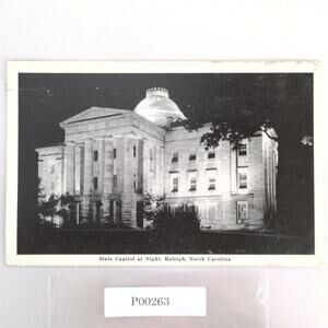 Vintage Postcard 1944 State Capitol at Night Raleigh North Carolina NC B&W